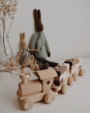 Wooden Train With Carriages And Building Blocks